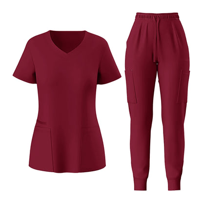 V-neck Fashionable Casual Medical Scrub Short-sleeve Suit