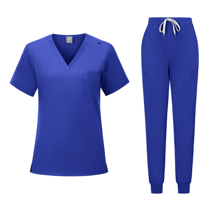 V-neck Medical Scrub Top And Pants Set