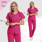V-neck High-elasticity Scrub Top And Pants Set For Medical And Lab Use
