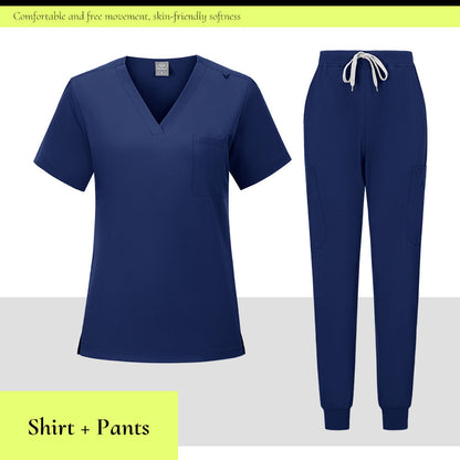 V-neck Medical Scrub Top And Pants Set