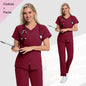 V-neck High-elasticity Scrub Top And Pants Set For Medical And Lab Use