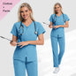 V-neck High-elasticity Scrub Top And Pants Set For Medical And Lab Use