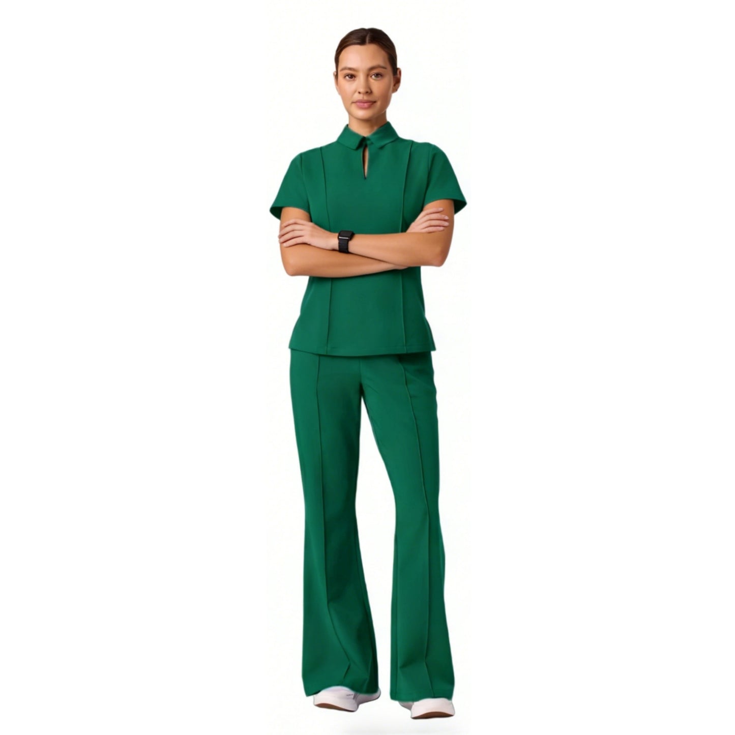 Solid-color Medical Scrub Top With Short Sleeves For Dentists And Hospital Staff