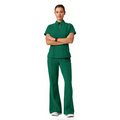 Solid-color Medical Scrub Top With Short Sleeves For Dentists And Hospital Staff