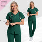 V-neck High-elasticity Scrub Top And Pants Set For Medical And Lab Use