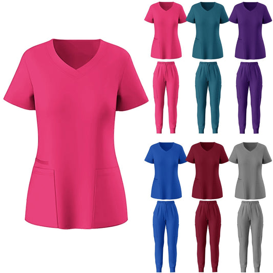 V-neck Fashionable Casual Medical Scrub Short-sleeve Suit