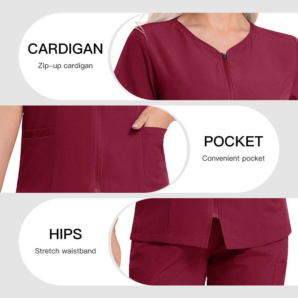 V-neck High-elasticity Scrub Top And Pants Set For Medical And Lab Use