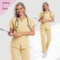 V-neck High-elasticity Scrub Top And Pants Set For Medical And Lab Use