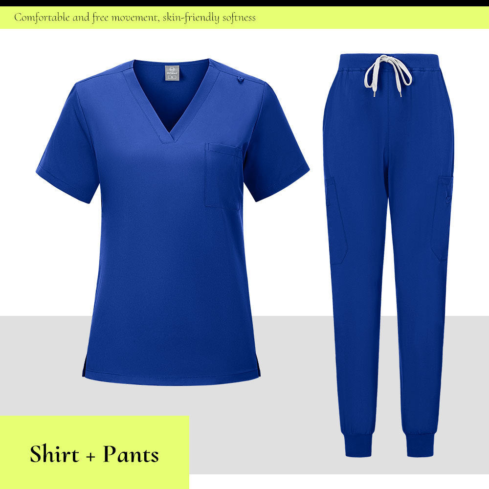 V-neck Medical Scrub Top And Pants Set